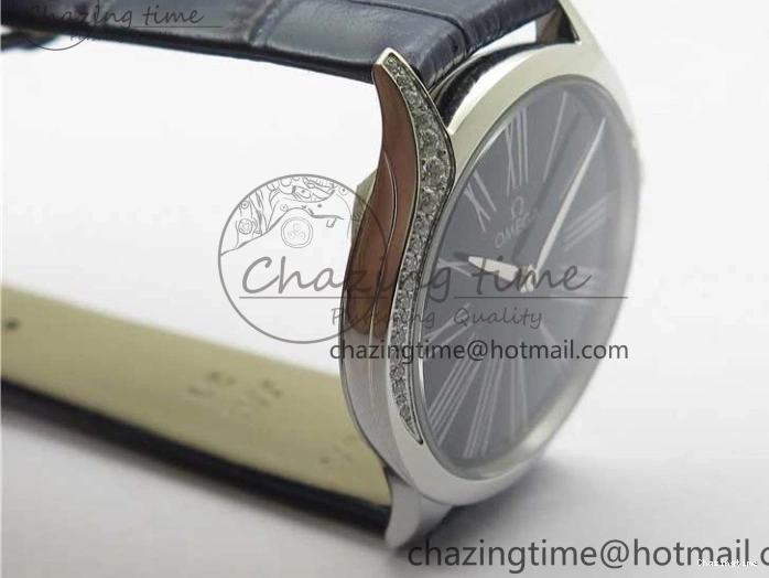 0412 Ladies’ De Ville Trésor Diamond Blue Dial Blue Fabric Watch OXF 1:1 Best Edition Swiss Quartz Upgraded 7892